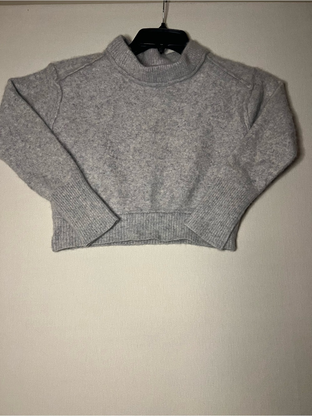 Free People Heather Gray Mock Neck Cropped Sweater